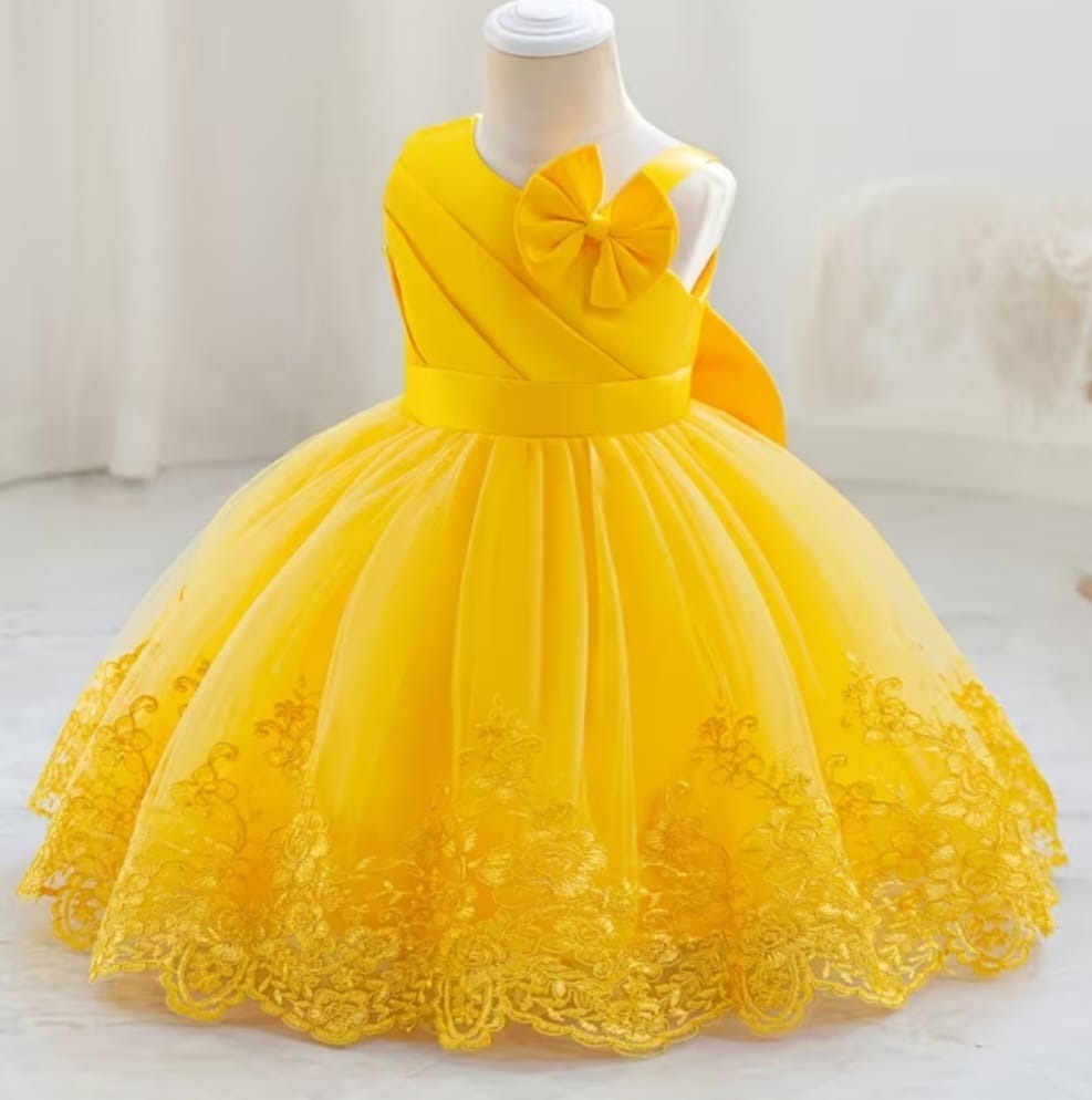 Flower Girl yellow lace dress